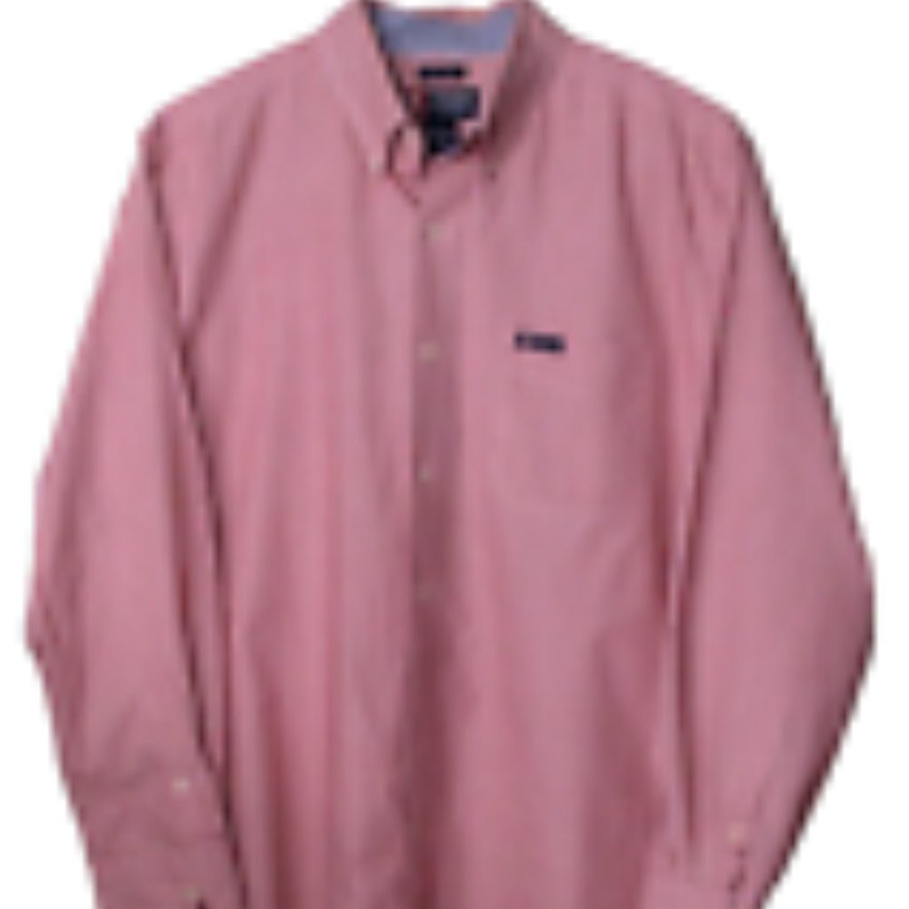 RALPH LAUREN CHAPS CASUAL SHIRT men's size L red pink white stripe Easy Care
